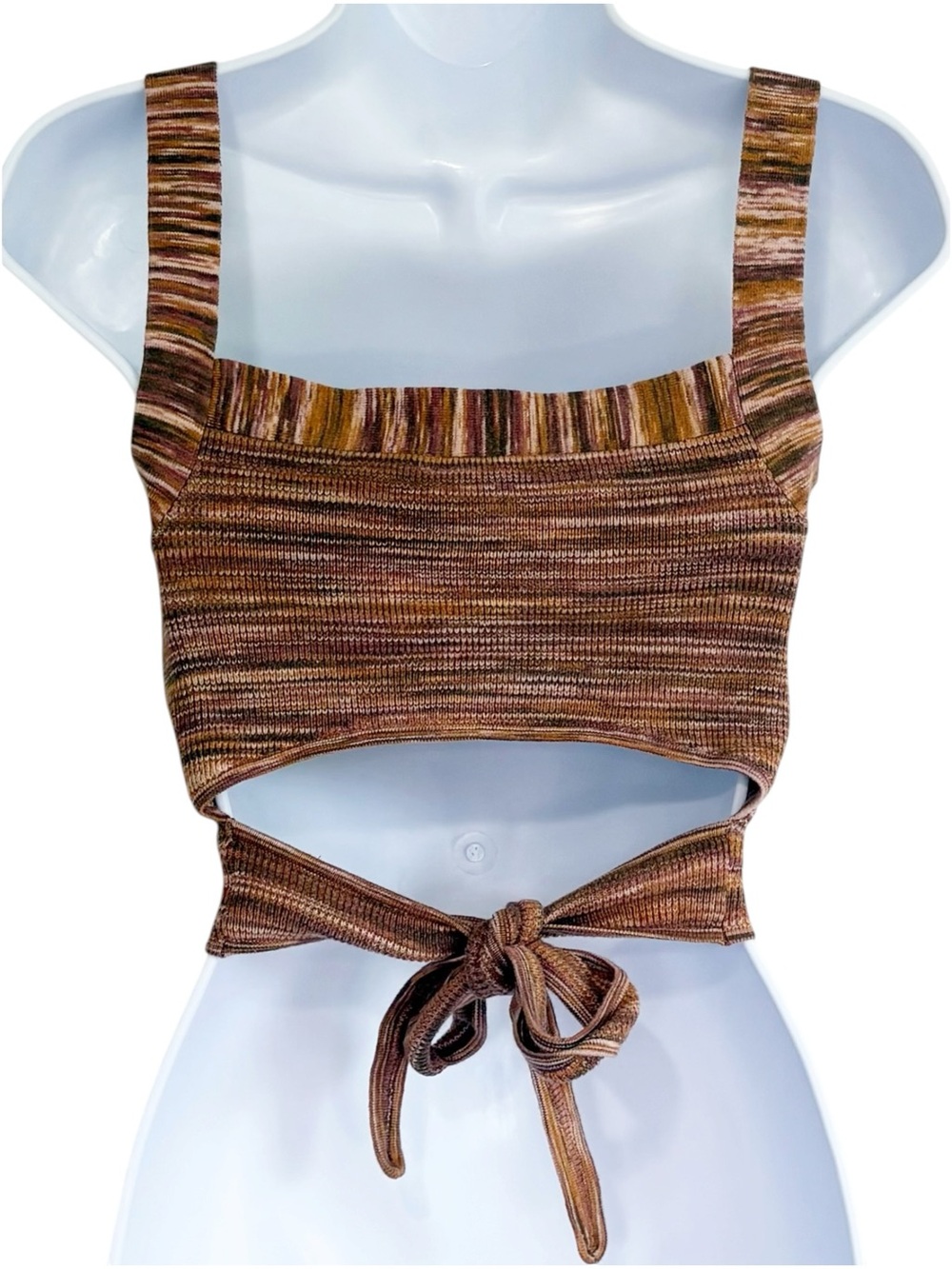 MADEWELL Space Dyed Tie Back Crop Sweater Tank Small Linen Blend Knit Top - Picture 4 of 8